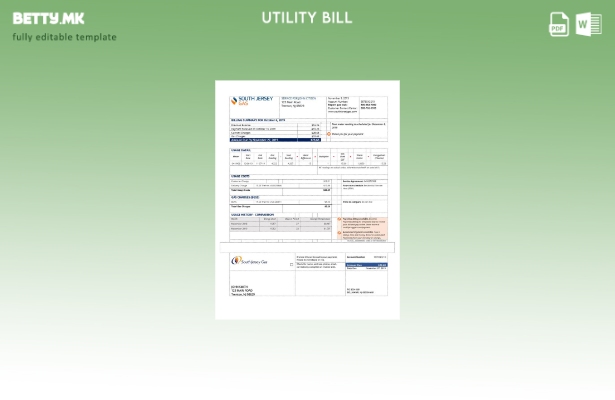 Модерен стил шаблон за сметки за комунални услуги за гас во САД Њу Џерси